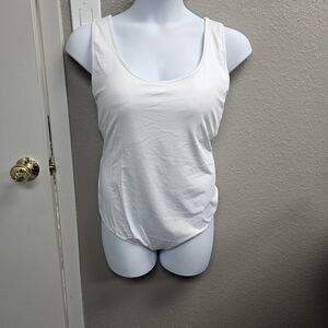 Heyson - Classic White Tank Top Bodysuit, Built-In Bra - 1X